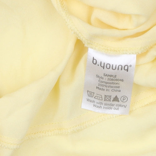 b.young Women's Yellow V-Neck Tie Sleeve Top Size 10