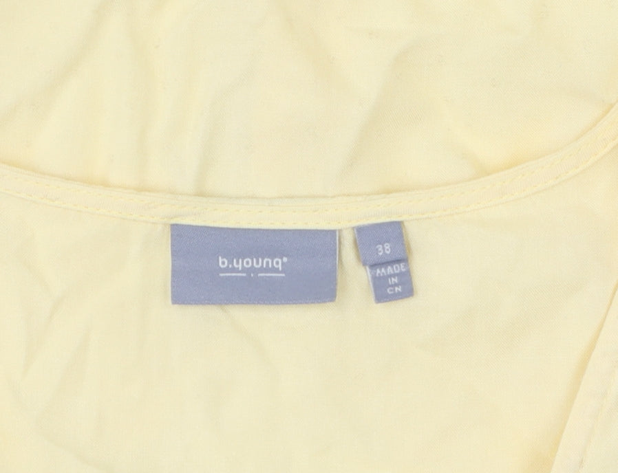 b.young Women's Yellow V-Neck Tie Sleeve Top Size 10