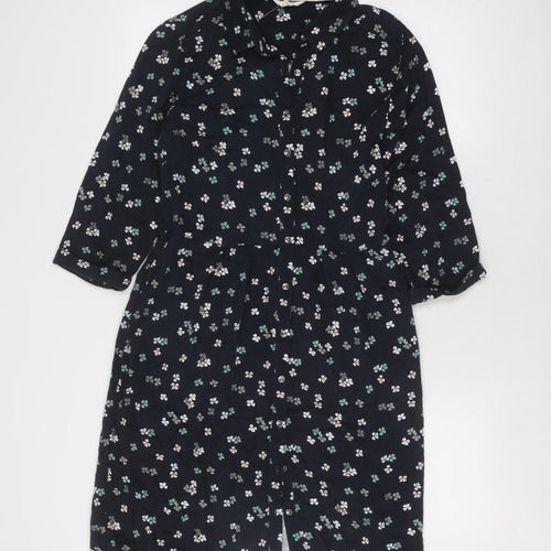 White Stuff Black Floral Shirt Dress Size 10