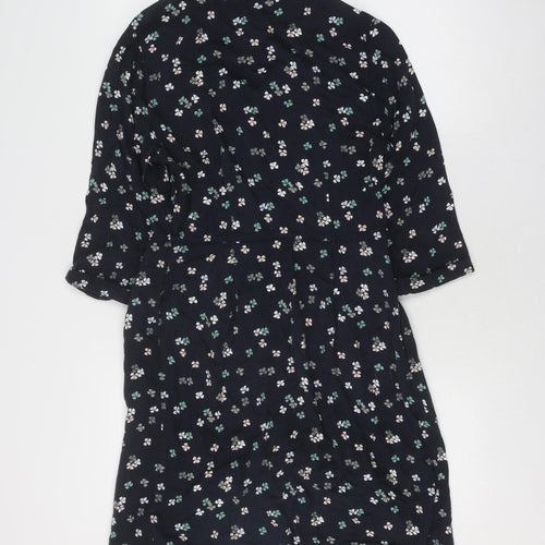 White Stuff Black Floral Shirt Dress Size 10