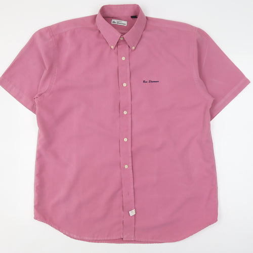 Ben Sherman Men's Pink Short Sleeve Button-Up Shirt