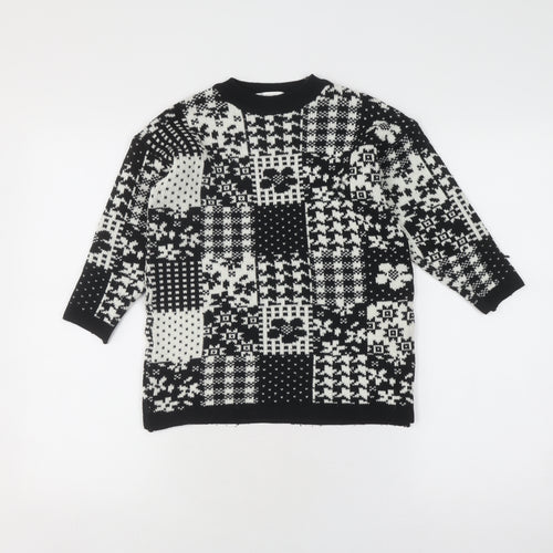 Marks and Spencer Black Cotton Blend Patchwork Jumper, Girls 7-8