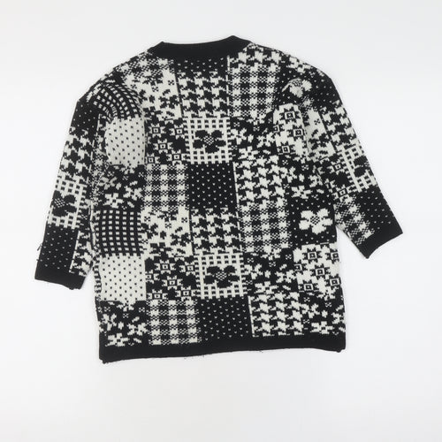 Marks and Spencer Black Cotton Blend Patchwork Jumper, Girls 7-8