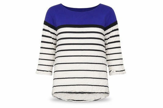 Front view of Oasis Women's Striped 3/4 Sleeve Top - Small