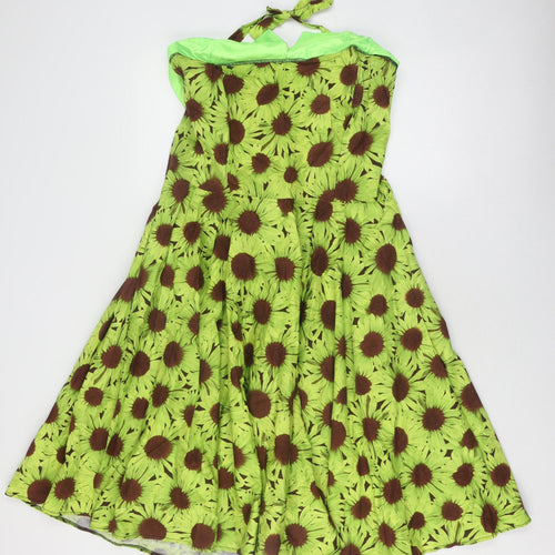 Beverley Jane Women's Green Floral A-Line Dress XL
