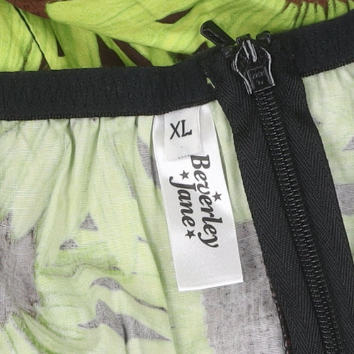 Beverley Jane Women's Green Floral A-Line Dress XL