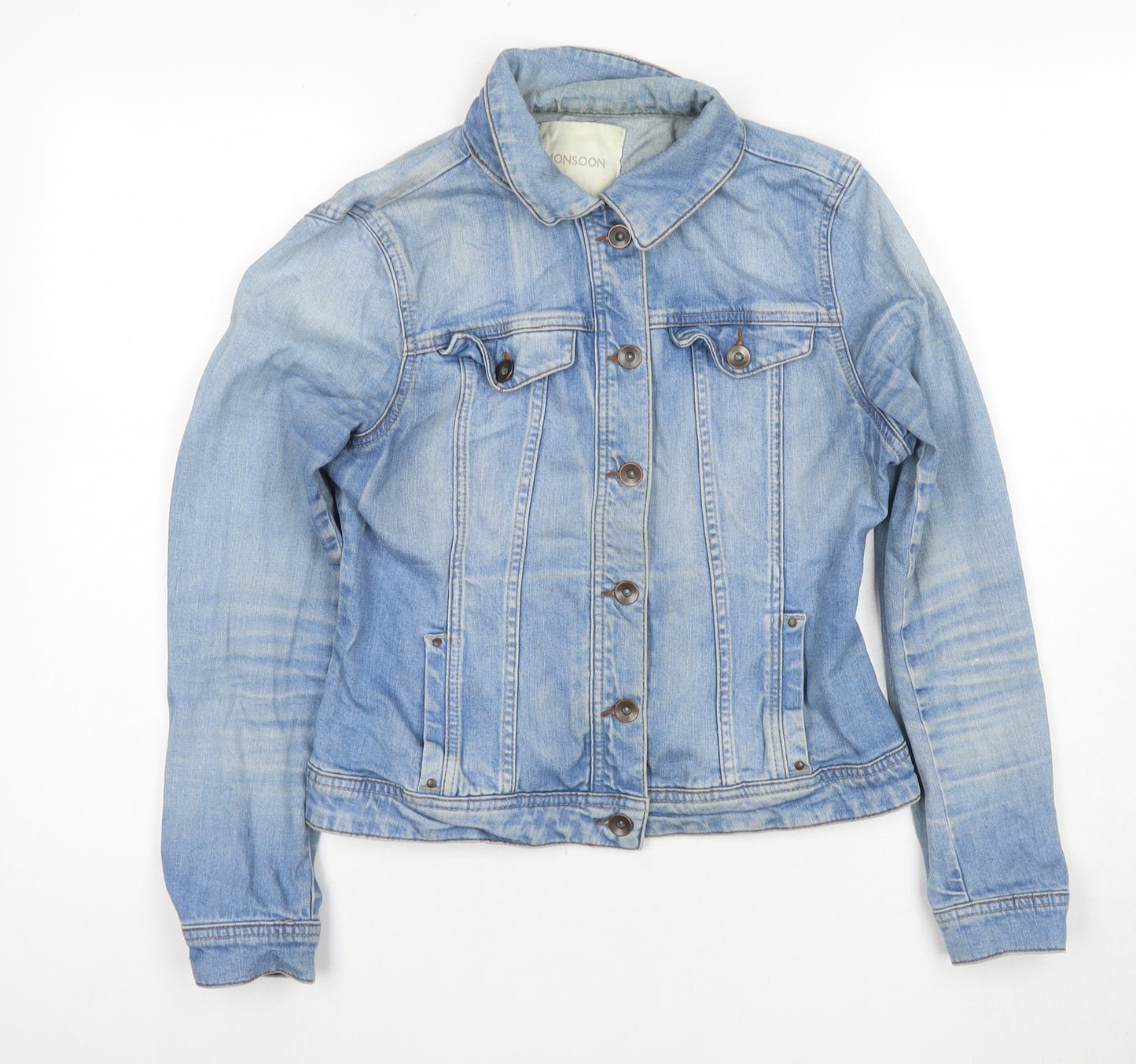 Monsoon Women's Blue Denim Cropped Jacket Size 12