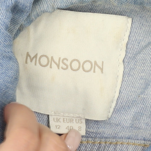 Monsoon Women's Blue Denim Cropped Jacket Size 12