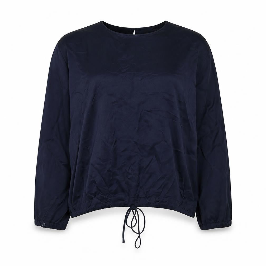 Front view of Zara Women's Blue Blouse, size M, with Balloon Sleeves