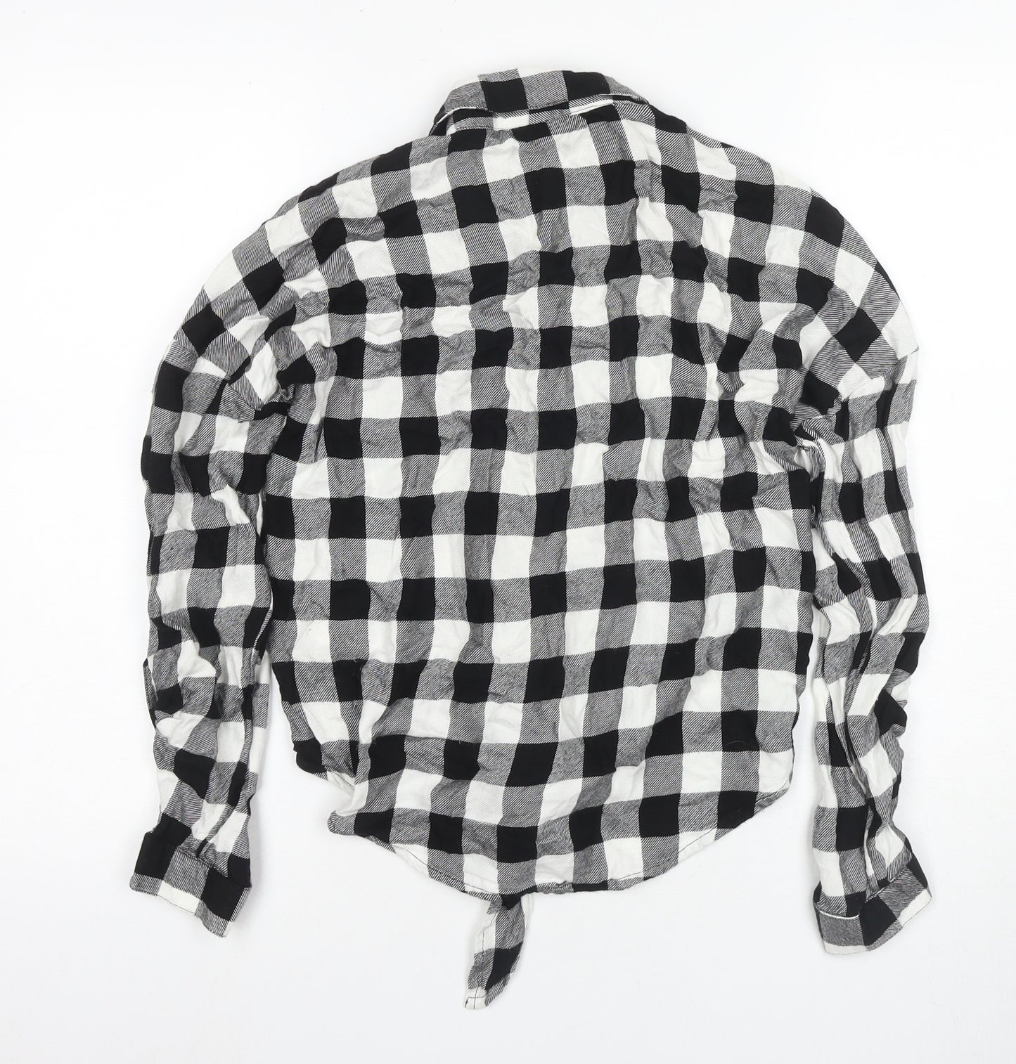 Miss Selfridge Women's Black Check Button-Up Shirt Size 8