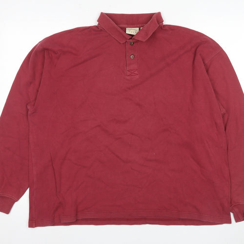 Casual Club Men's Red Cotton Long Sleeve Polo L