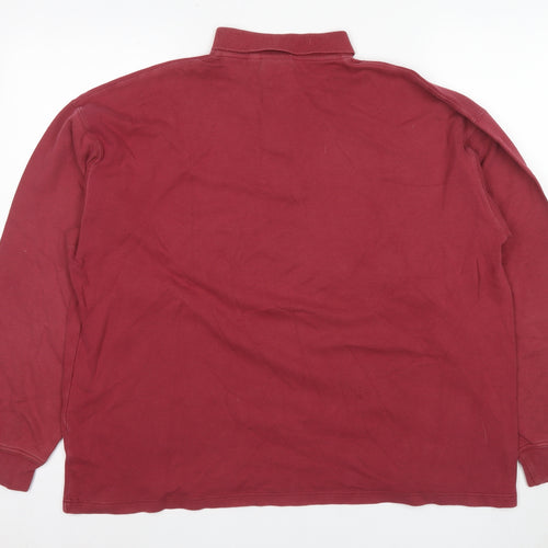 Casual Club Men's Red Cotton Long Sleeve Polo L