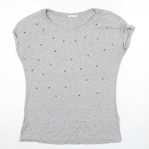 Debenhams Women's Grey Studded T-Shirt, Size 12