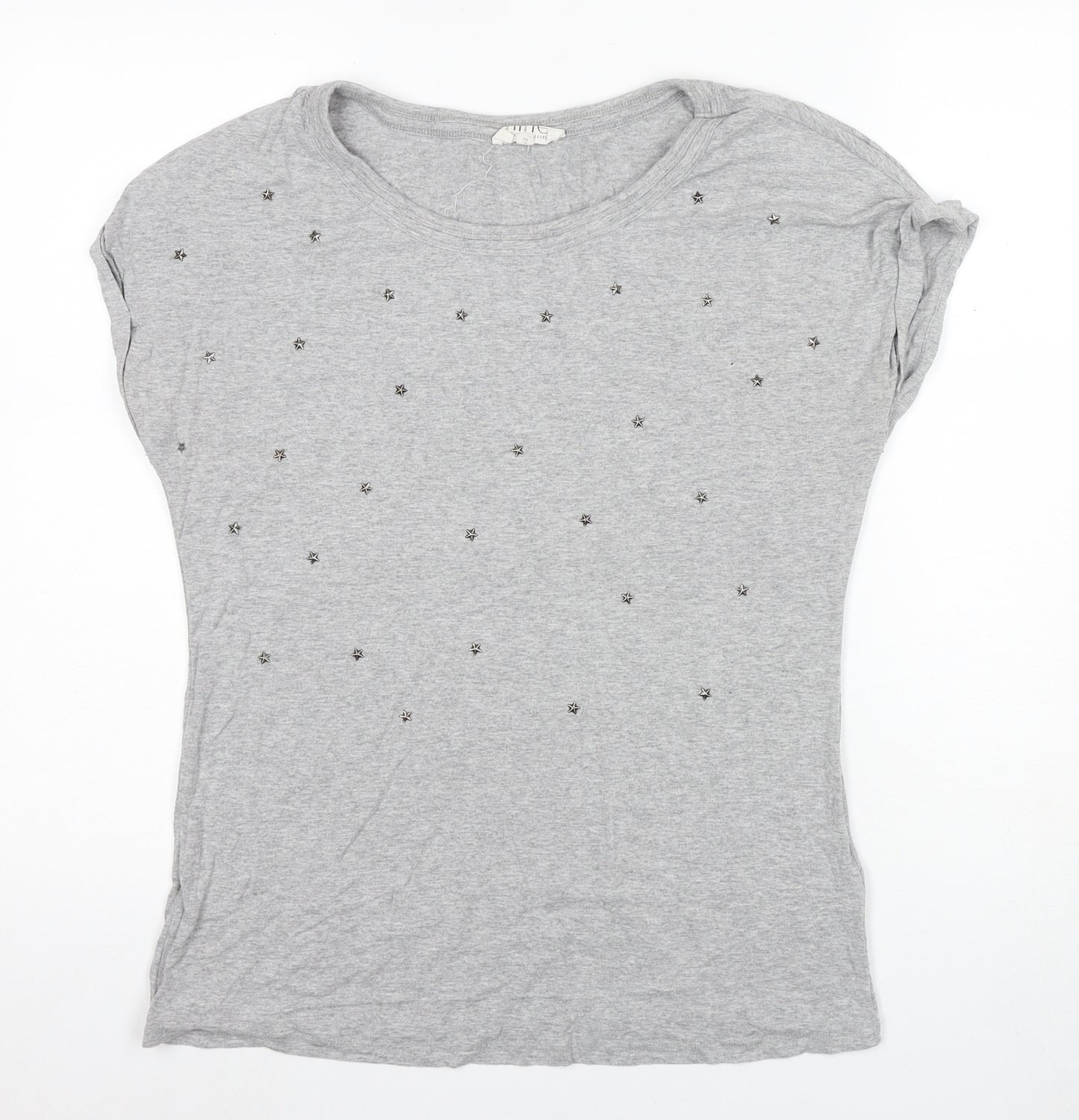 Debenhams Women's Grey Studded T-Shirt, Size 12