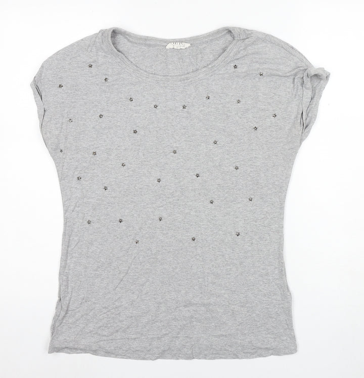 Debenhams Women's Grey Studded T-Shirt, Size 12