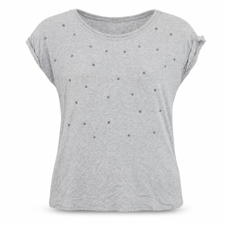 Debenhams Women's Grey Studded T-Shirt, Size 12
