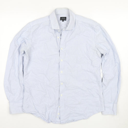 West End Blue Striped Long Sleeve Polo for Men, Size 16