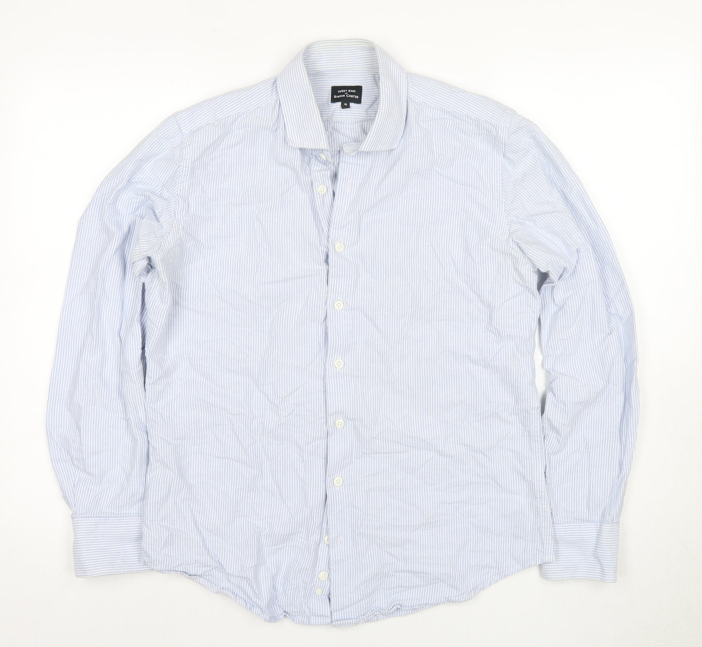 West End Blue Striped Long Sleeve Polo for Men, Size 16