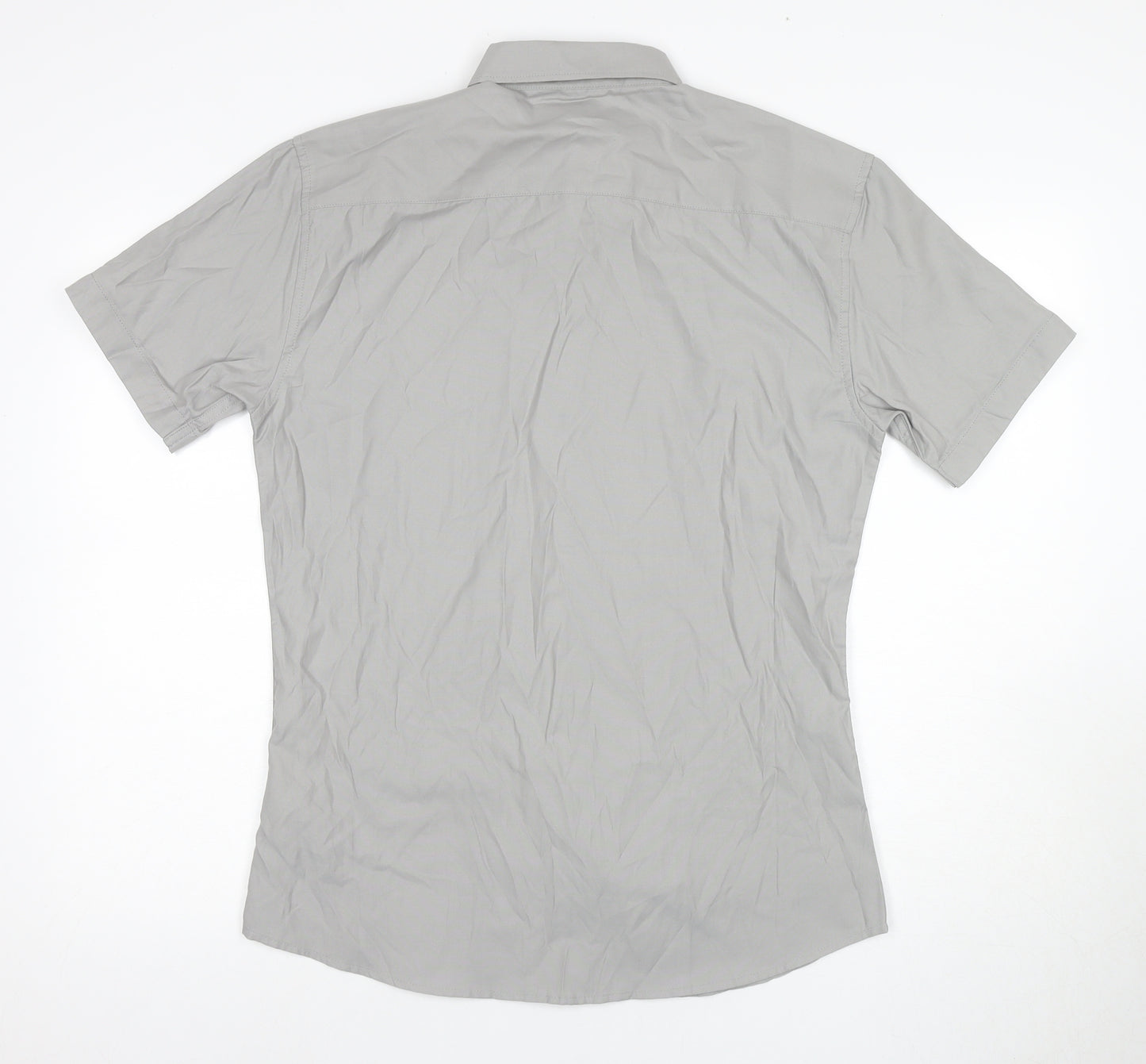 883 Police Men's Grey Short Sleeve Button-Up Shirt L
