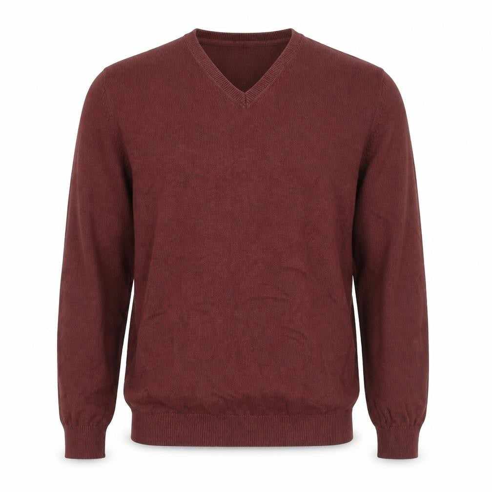 Front view of Marks & Spencer Men's Brown V-Neck Jumper M