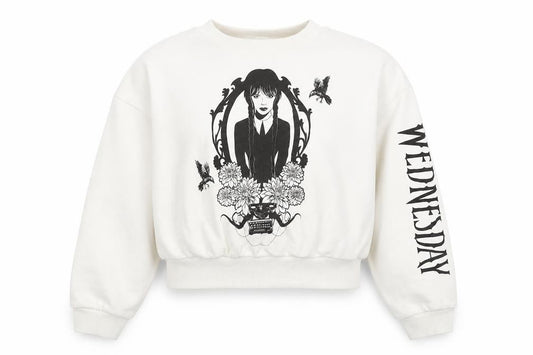 H&M Girls White Wednesday Sweatshirt 14 Years Regular Fit