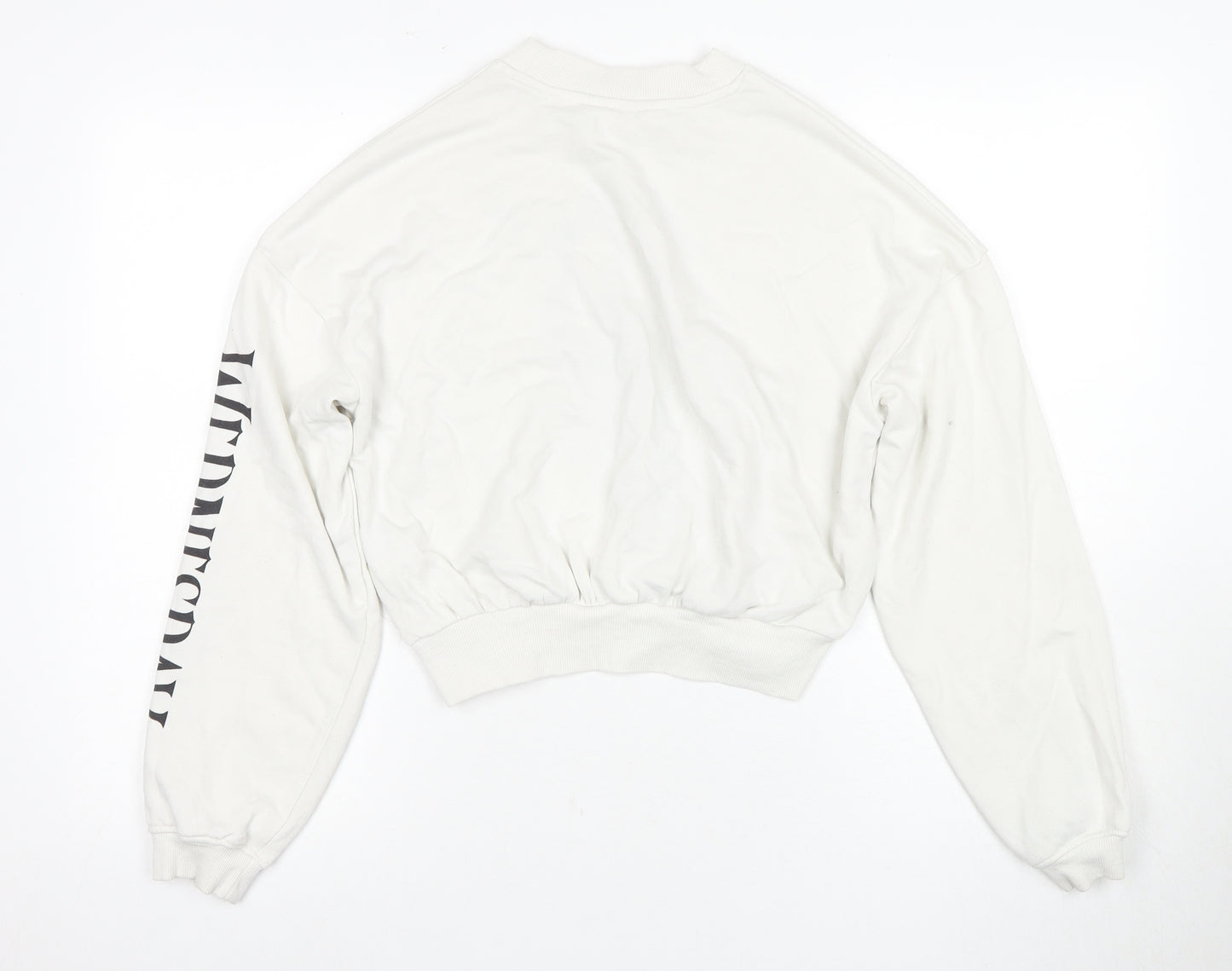 H&M Girls White Wednesday Sweatshirt 14 Years Regular Fit