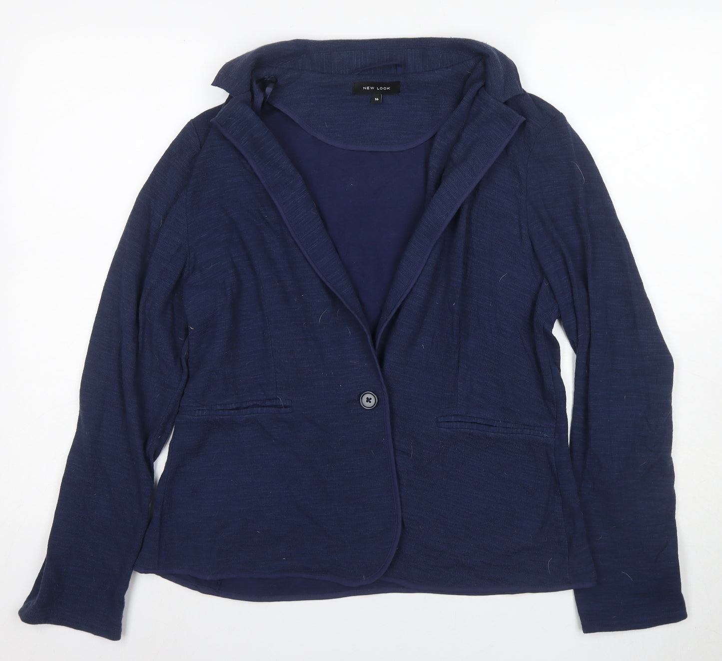 New Look Women's Blue Size 16 Button Knit Jumper