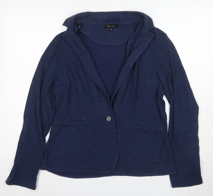 New Look Women's Blue Size 16 Button Knit Jumper
