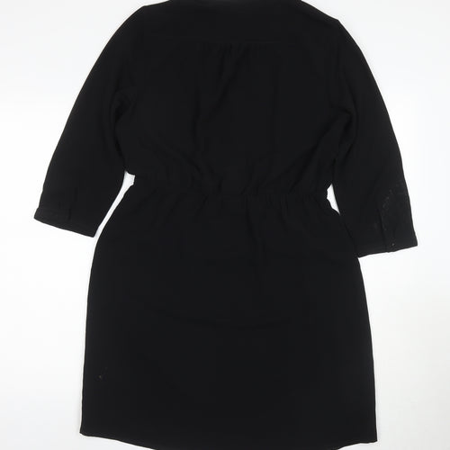 H&M Women’s Black Shift Dress, Size 14, 3/4 Sleeve, Casual