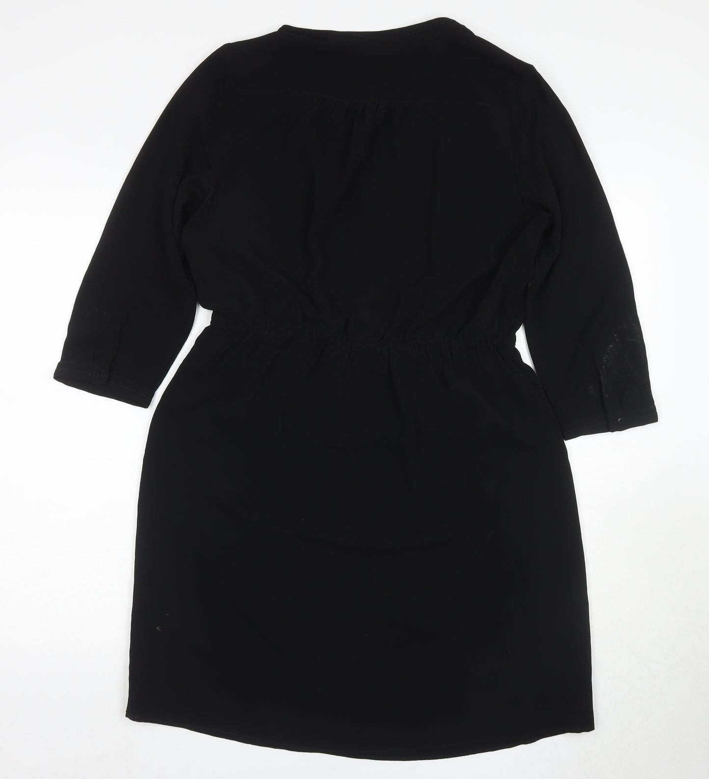 H&M Women’s Black Shift Dress, Size 14, 3/4 Sleeve, Casual