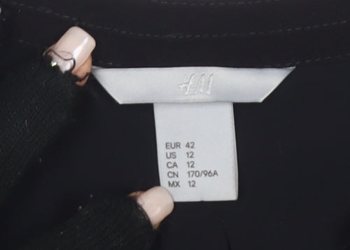 H&M Women’s Black Shift Dress, Size 14, 3/4 Sleeve, Casual