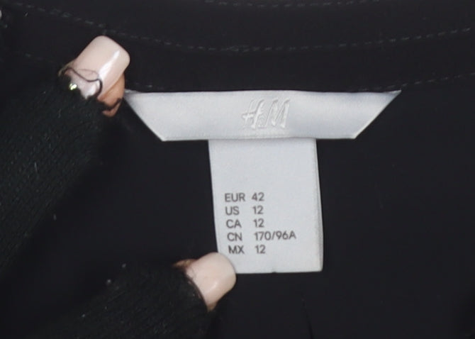 H&M Women’s Black Shift Dress, Size 14, 3/4 Sleeve, Casual