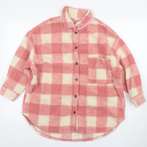 Next Girls Pink Check Shirt, Comfortable Fleece Size 10 Years