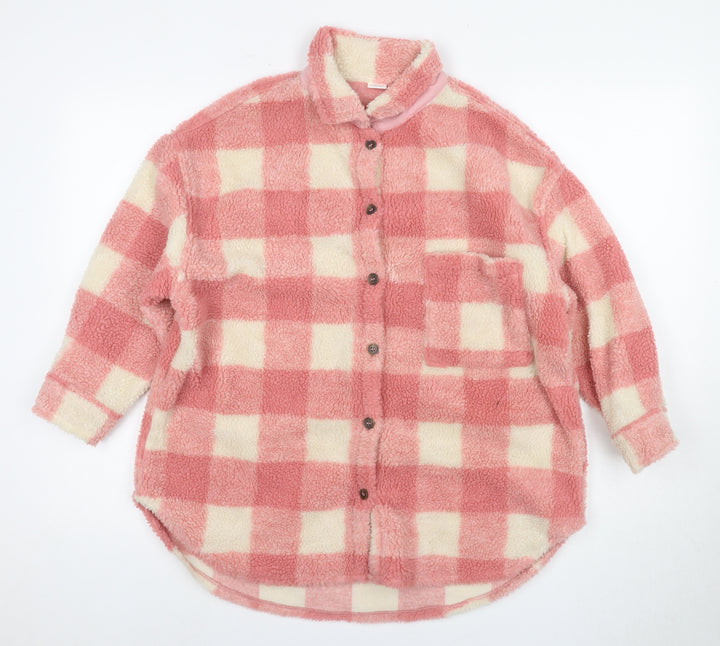 Next Girls Pink Check Shirt, Comfortable Fleece Size 10 Years