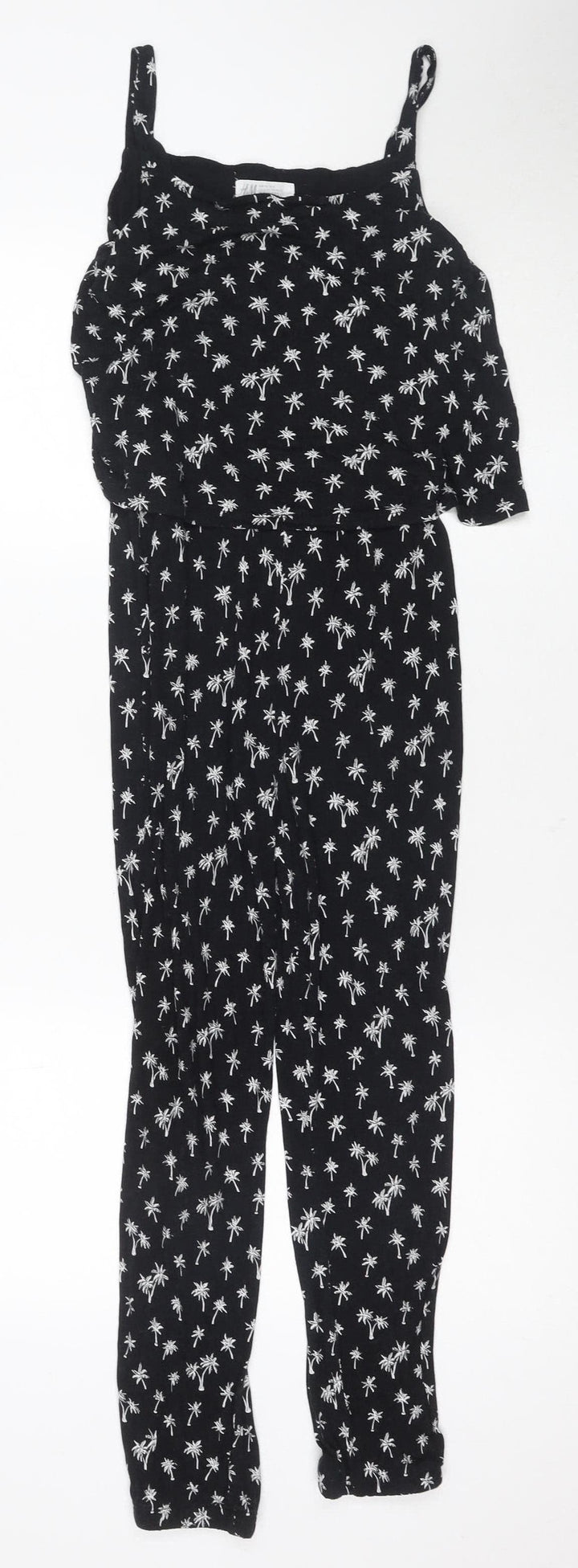 H&M Girls Black Floral Jumpsuit Size 12 Casual Summer