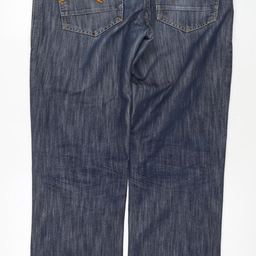 Crosshatch Blue Distressed Denim Jeans 36W 32L Unisex