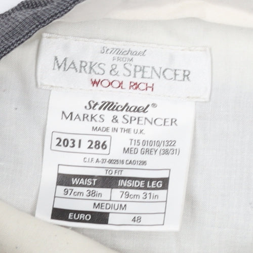 Marks and Spencer Men's Grey Wool Trousers Size M