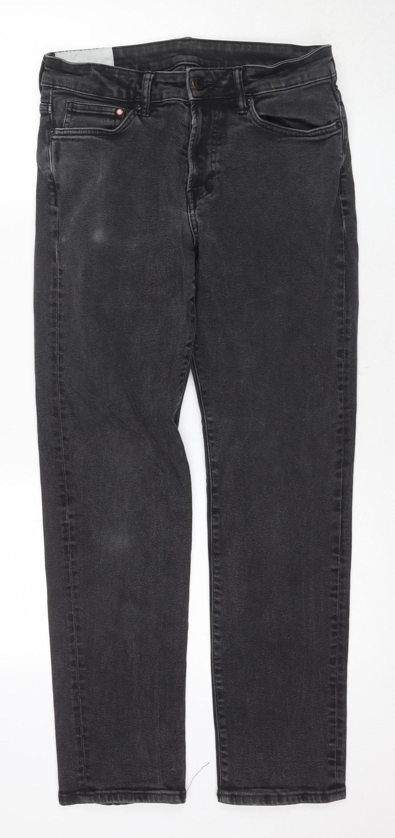 H&M Men's Black Straight Jeans, Size 29 Regular Fit
