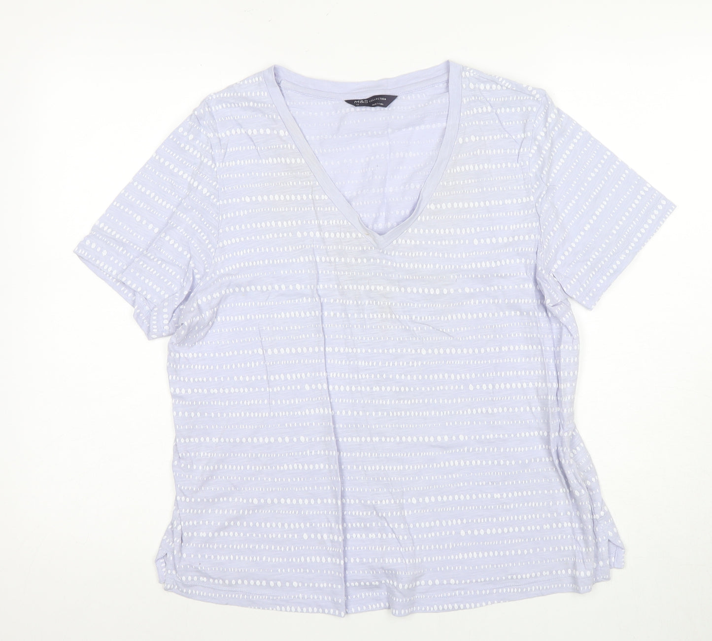 Marks & Spencer Women's Blue V-Neck T-Shirt Size 12