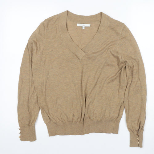 Next Women's Beige V-Neck Pullover Jumper Size 12
