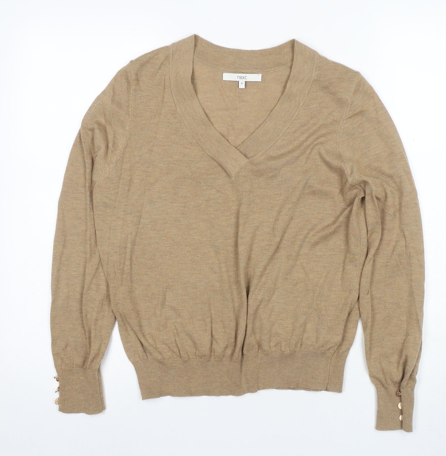 Next Women's Beige V-Neck Pullover Jumper Size 12