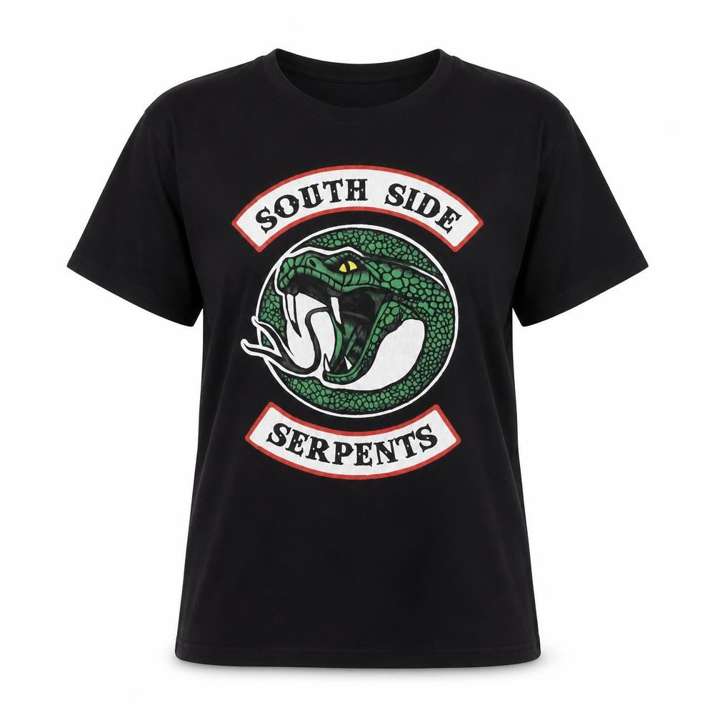 Front view of Riverdale Black T-Shirt unisex adults, size 16