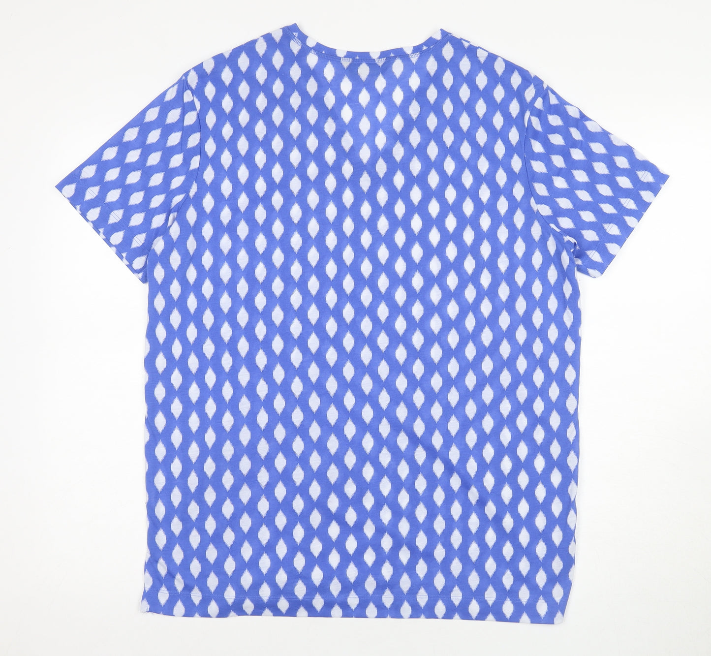 M&S Women's Blue Geometric V-Neck T-Shirt Size 14