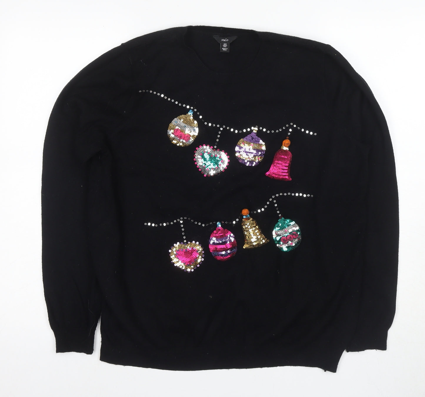 M&Co Women's Black Christmas Jumper Size 14