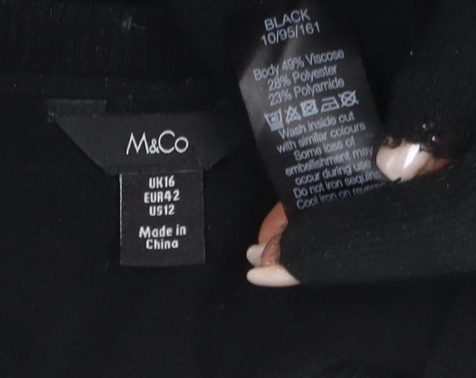 M&Co Women's Black Christmas Jumper Size 14