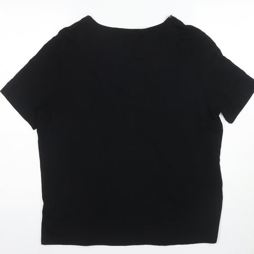 Peter Hahn Women's Black Crochet Accent Top - Size 20