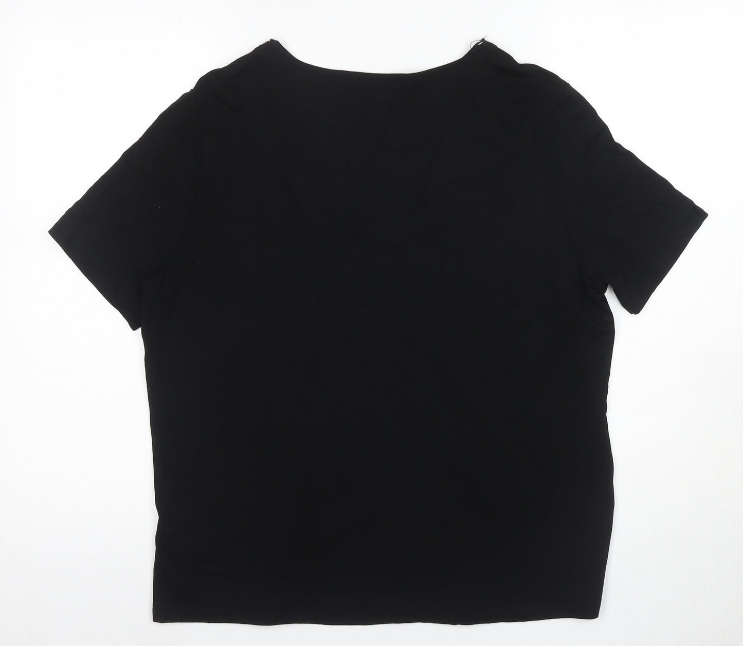 Peter Hahn Women's Black Crochet Accent Top - Size 20