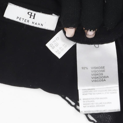 Peter Hahn Women's Black Crochet Accent Top - Size 20