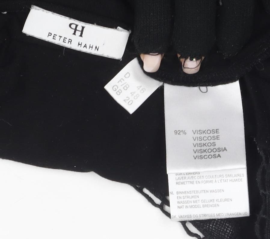 Peter Hahn Women's Black Crochet Accent Top - Size 20