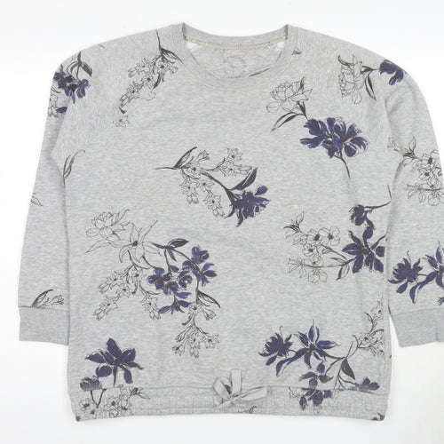 Next Women’s Grey Floral Pullover Sweatshirt Size L